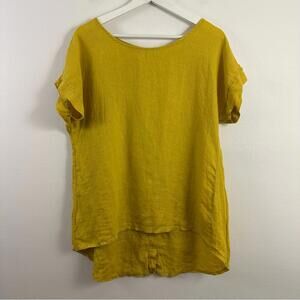 Terzo Millennio Women's 100% Linen Yellow Blouse Size S